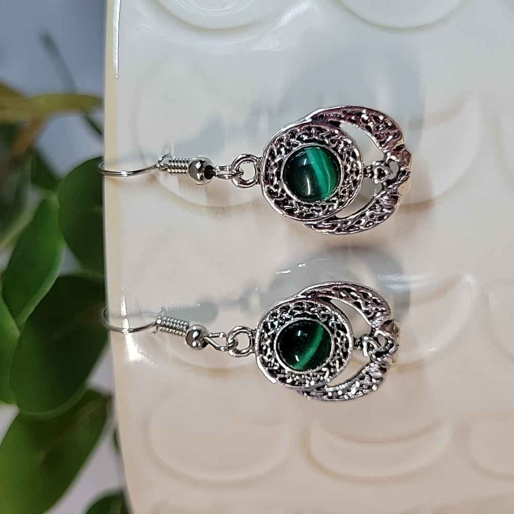 Claddagh Drop Earrings, Antiqued Silver - Picture 4 of 7